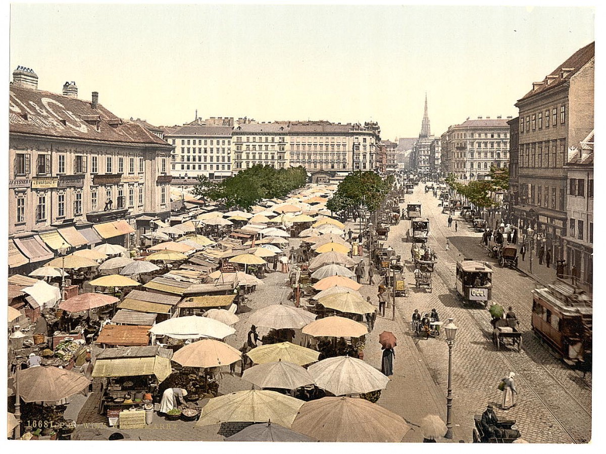 Bečka pijaca krajem 19. veka. Austrija, Austrougarska (Nasch Market)