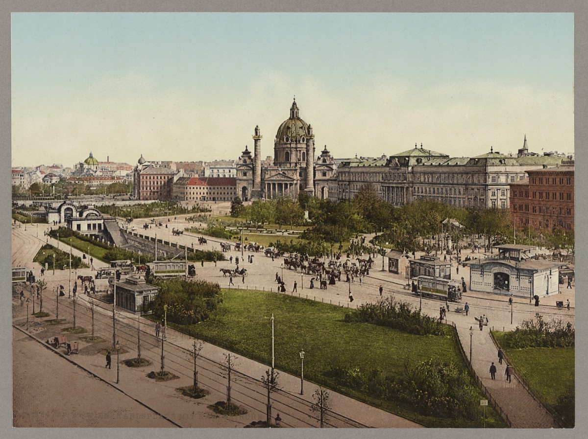 Stari Beč oko 1890: Karlsplatz i Karlskirche, Austrija