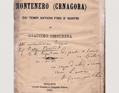 Giacomo Chiudina, potpis iz 1882, autor knjige - Storia del Montenero (Crnagora) -