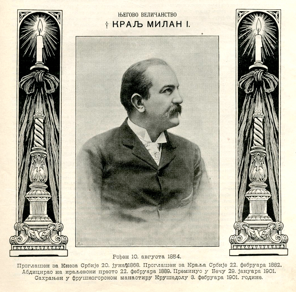 Nj. V. Kralj Milan I Obrenović (1854-1901) preminuo je u Beču 29. januara 1901.