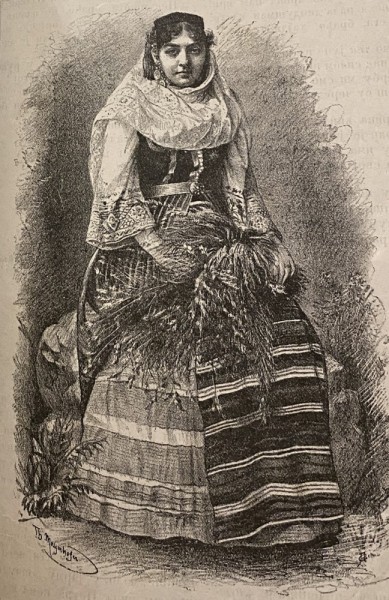 Kraljica srpska Natalija Obrenović. Crtež objavljen 1895. godine u listu - Srpče -