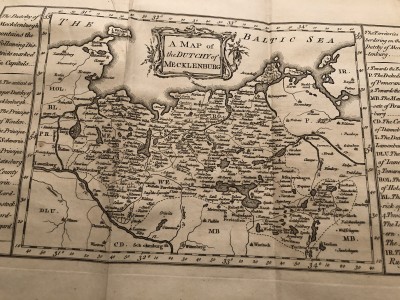 Mapa vojvodstva Meklenburg, 18. vek. Postojbina Polapskih Slovena